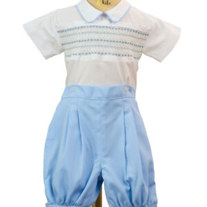 CONJUNTO BORDADO MANGA CORTA AZUL CIELO - Image 1