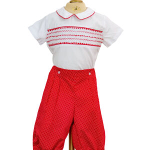CONJUNTO BORDADO MANGA CORTA ROJO - Image 1