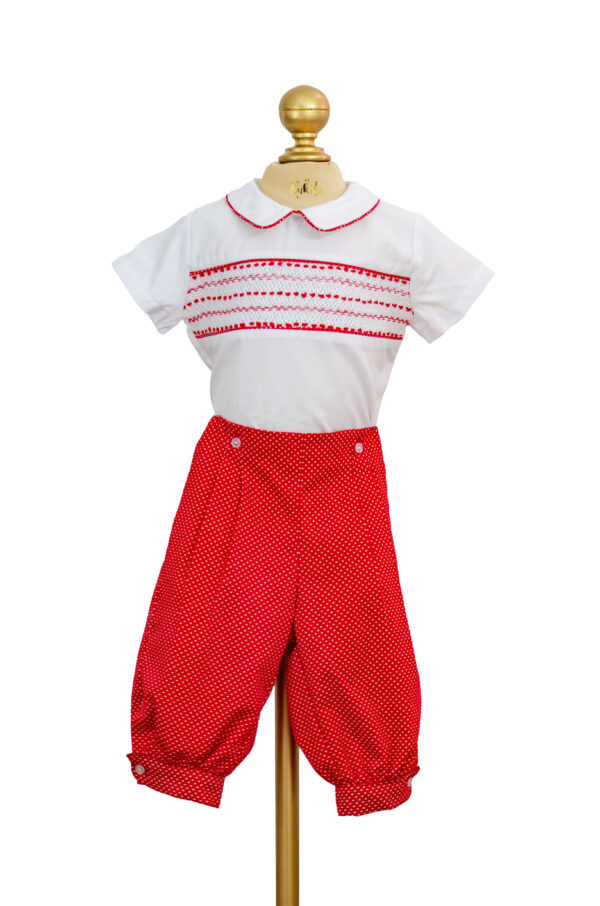 1 CONJUNTO BORDADO MANGA CORTA ROJO