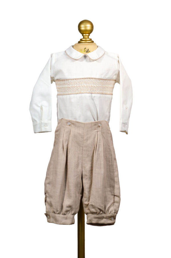 1 CONJUNTO BORDADO MANGA LARGA BEIGE