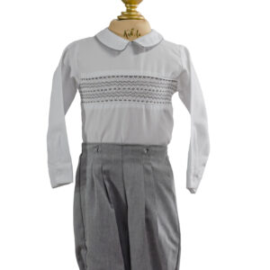 CONJUNTO BORDADO MANGA LARGA GRIS - Image 1