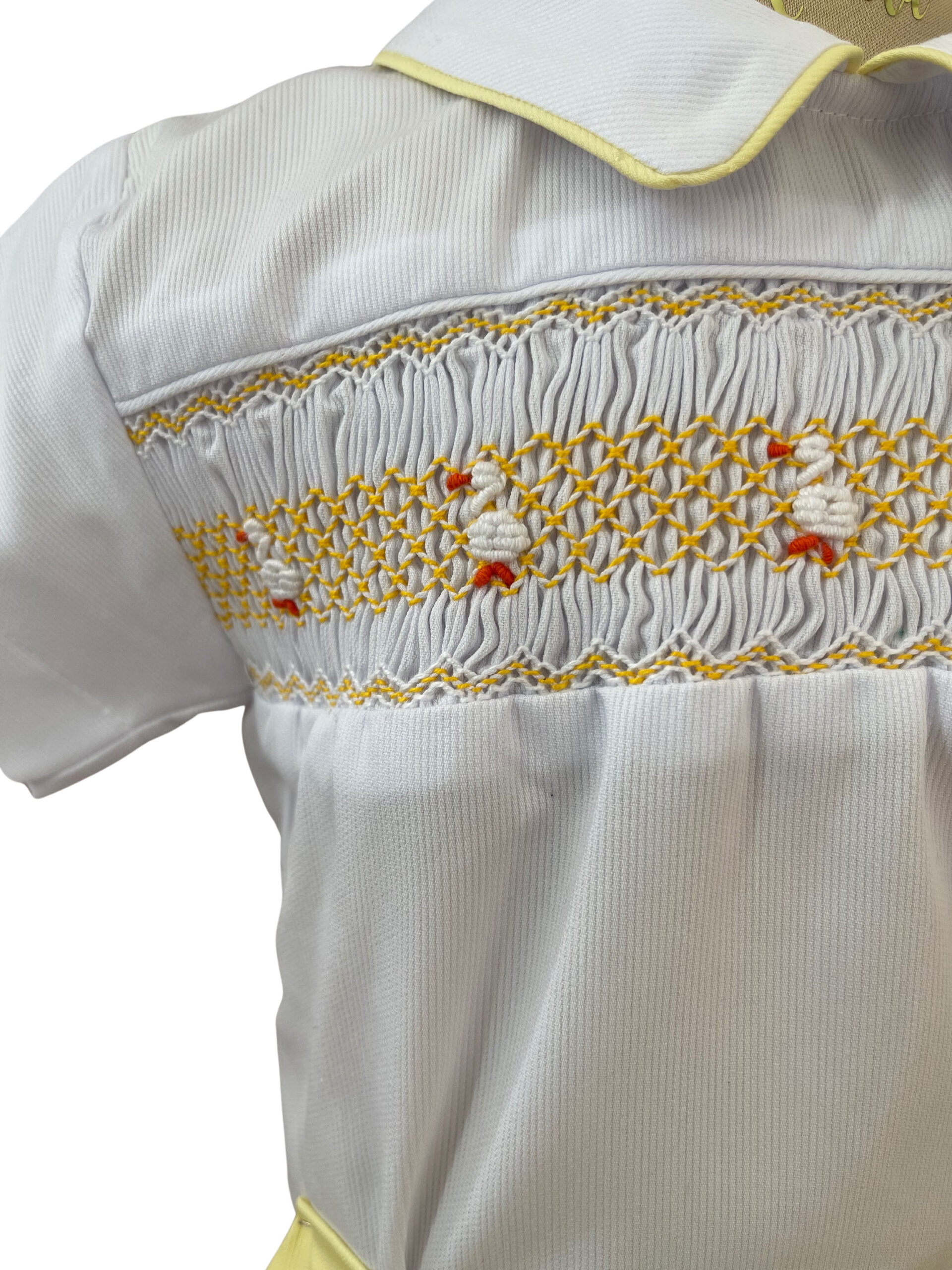 Conjunto patitos niño manga corta lino piqué lumier detalle bordado