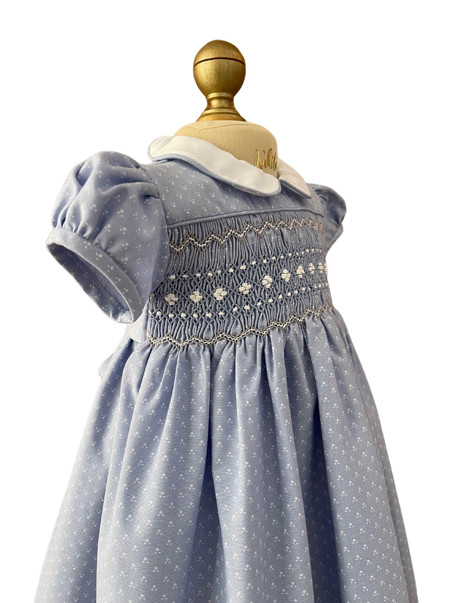 VESTIDO CASUAL RANIA BOLITAS TRES CUARTOS