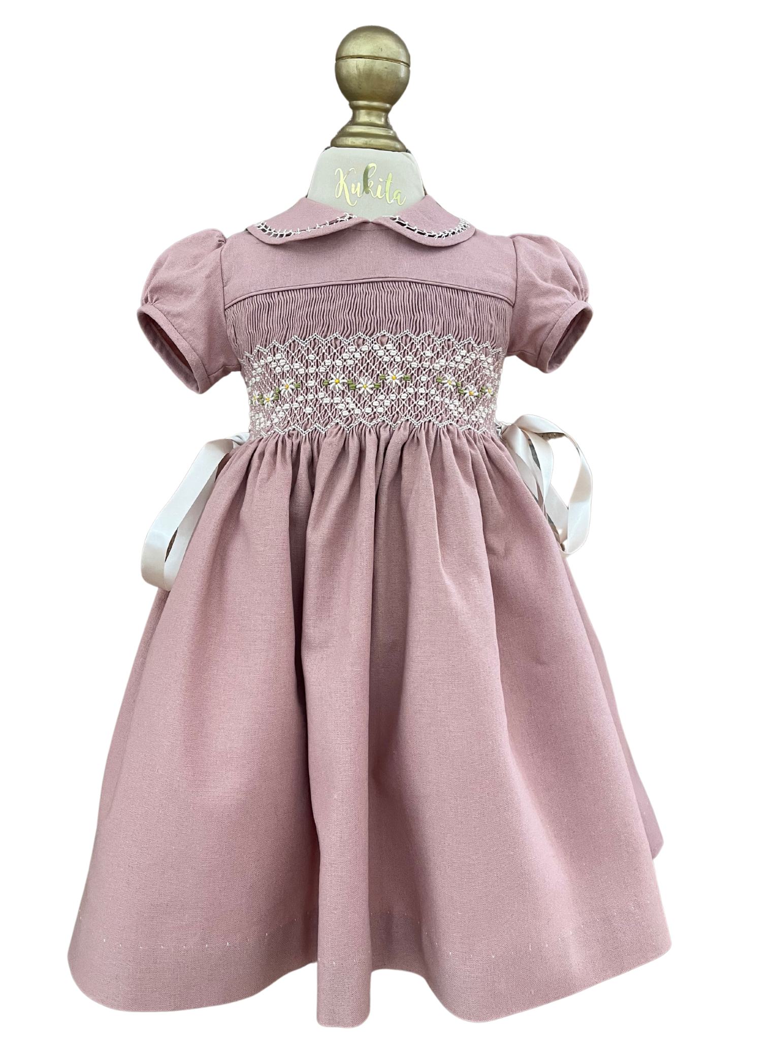 VESTIDO AYLIN LINO PALO DE ROSA FRENTE