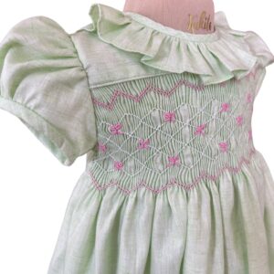 Vestido Lazos verde limon tres cuartos